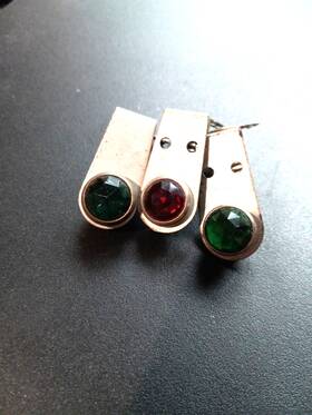 Aeronautical Electric-chicago 75-302 Qty 3 Vtg Tube Amp Or Radio Pilot Light Assembly Faceted Jewel Red Green #1