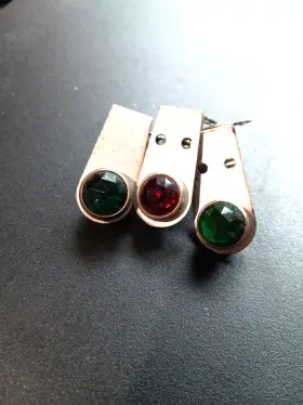 75-302 Aeronautical Electric-chicago Qty 3 Vtg Tube Amp Or Radio Pilot Light Assembly Faceted Jewel Red Green #1