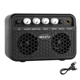 Cas3sers3blk Caline Guitar Mini Amp 5w Rechargeable Bluetooth Amplifer Combo For Desktop