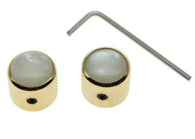 Dopro 1242 2pcs Gold With White Pearl Cap Guitar Dome Knobs For Tele