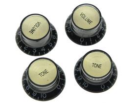 Dopro 647731180436 Set Of 4 Lp Guitar Reflector Knobs Black With Gold Cap