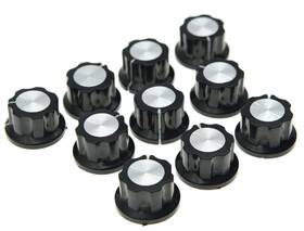 Dopro K203-dopro 10x Guitar Mini Effect Pedal Knobs 6mm Black With Silver Cap Knob