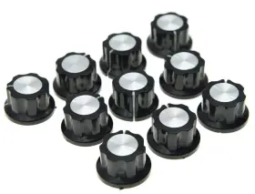 K203-dopro Dopro 10x Guitar Mini Effect Pedal Knobs 6mm Black With Silver Cap Knob