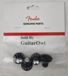 005-4419-049 Fender Black Silver Skirted Push Amp Knobs Mini Made In The U.s.a 0054419049