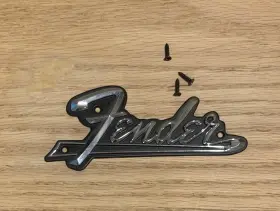 0079385000 Fender Genuine Amplifier Parts - Blackface Plastic Amp Logo Plate With Screws