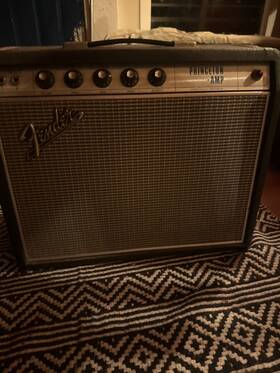 Fender 192859 1968 Princeton Drip Edge Amplifier Silver Original Vintage