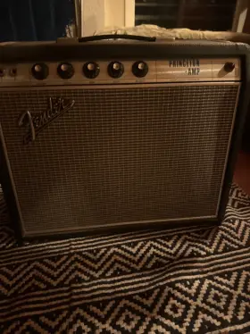 192859 Fender 1968 Princeton Drip Edge Amplifier Silver Original Vintage