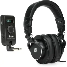 Mustmicropbn3 Fender Mustang Micro Plus Headphone Guitar Amp With Presonus Hd9 Headphones