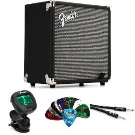 Rum15bun Fender Rumble 15 1x8 Inch 15-watt Bass Combo Amp Essentials Bundle