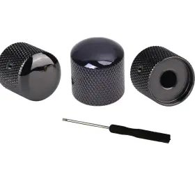 Gonymask 763300847729 3pcs Black Nickel Guitar Knobs Metal Dome Volume Tone