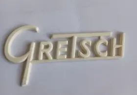 54353 Gretsch Aged White Amp Logo 4.5 Inches Tall Plastic Replacement