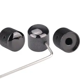 Gutahare 704090953177 Gutahare-3pcs Guitar Knobs Black Nickel Metal Volume Tone 6mm