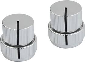 Guyker 731694428084 Guitar Aluminum Alloy Dual Concentric Control Knobs - Chrome 2 Piece