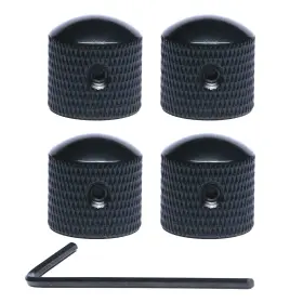 Harpfeas 660111779839 4 Pcs Metal Volume Tone Dome Guitar Speed Control Knobs Black