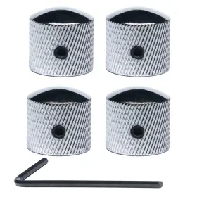 Harpfeas 660111779846 4 Pcs Metal Volume Tone Dome Guitar Speed Control Knobs Chrome