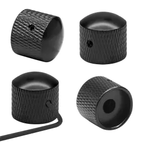 Hjs241221013 Jiozermi 4 Pcs Black Metal Guitar Knobs Volume Tone Control