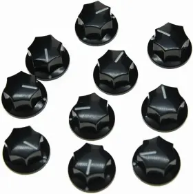 10xk033 Kaish 10pcs Black Mini Mxr Style Skirted Amp Knob Brass Insert Effect