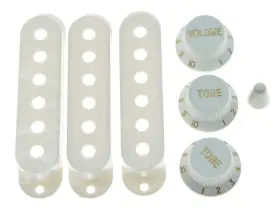 T269 Kaish C246 K230 White St Strat Pickup Covers Knobs And 5 Way Switch Tip Cap