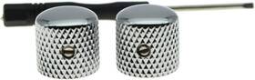 Kaish K1051 Set Of 2 Chrome Metal Guitar Dome Knobs Bass Knob With Screw