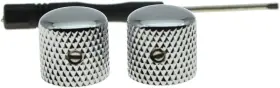 K1051 Kaish Set Of 2 Chrome Metal Guitar Dome Knobs Bass Knob With Screw