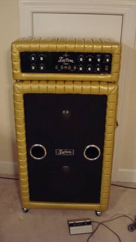 Kustom K200b-3 Vintage Gold Tuck And Roll K 200b-3 2x15 Inch Altec 418 Speaker Cab