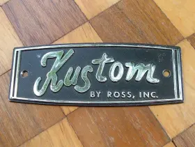 K400 Kustom Super Rare By Ross Speaker Cabinet Badge Circa 1967 Double Bars