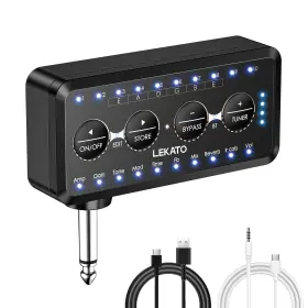 Lekato 793811891102 Guitar Headphone Amp With Multi Effects - Models Ir Loading Tuner Rech
