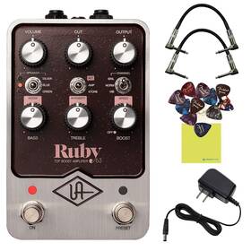 Liquid Audio Phsc25 Universal Uafx Ruby Ft63 Top Boost Amplifier Bundle With 2 Right Angle