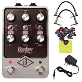 Phsc25 Liquid Audio Universal Uafx Ruby Ft63 Top Boost Amplifier Bundle With 2 Right Angle