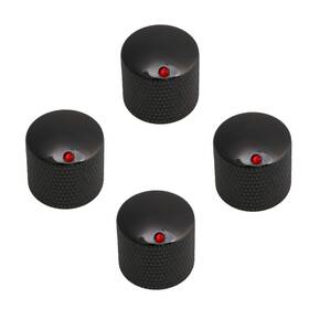 Logyues Be1090104112 4pcs Black Red Dot Gem Metal Guitar Potentiometer Knobs Control Knurled