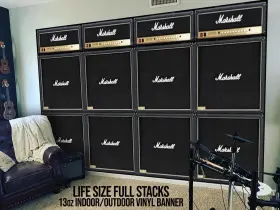 65698 Marshall Life Size Full Stacks Guitar Wall Vinyl Backdrop Banner Art
