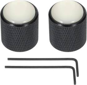 Meccanixity 220928 Guitar Bass Dome Knobs White Shell Top 6mm Black Metal