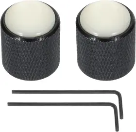 220928 Meccanixity Guitar Bass Dome Knobs White Shell Top 6mm Black Metal
