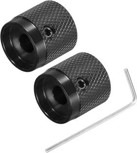 Meccanixity 241108 2pcs Guitar Knobs Metal Volume Tone Control Dome Black