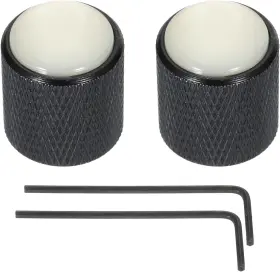 Mea220928ee000318 Meccanixity Guitar Bass Dome Knobs White Shell Top 6mm Black Metal