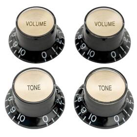 Musiclily Mx1736bk-2mx1738bk-2 Pro Metric Size Guitar Reflector Knobs Top 18 Black With Gold