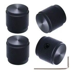 Knob-04-bk Mxuteuk 4pcs Black Guitar Knobs Aluminum Alloy Potentiometer Control
