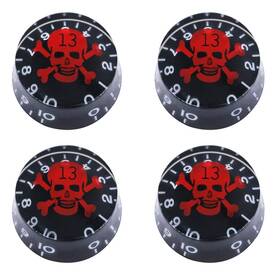 Mxuteuk Knob-s10 4pcs Skull Electric Guitar Knob Bass Top Hat Knobs Medium Black