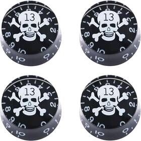 Mxuteuk Knob-s12 4pcs Skull Electric Guitar Knob Bass Top Hat Knobs Speed Volume White