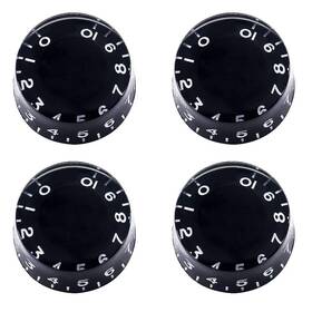Mxuteuk Knob-s3 4pcs Black Guitar Knobs Electric Bass Top Hat White Word