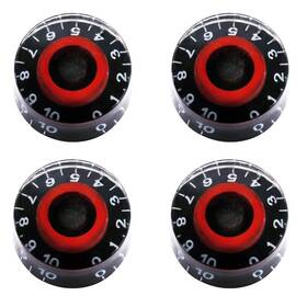 Mxuteuk Knob-s8 4pcs Black And Red Electric Guitar Bass Top Hat Knobs Speed Black/red