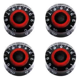 Knob-s8 Mxuteuk 4pcs Black And Red Electric Guitar Bass Top Hat Knobs Speed Black/red