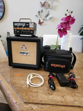 Orange 744110150933 Micro Dark Terror Amp Head Mini Stack Combo With Cabinet Speaker Soft Case And More