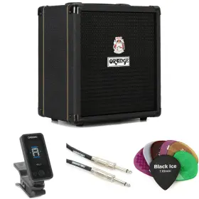 Cb25blkbundle Orange Crush Bass 25-watt Combo Essentials Bundle - Black