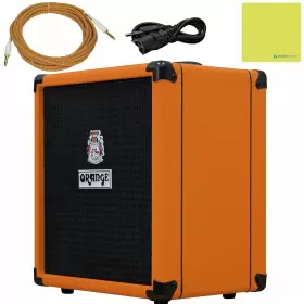 Orange Guitar 857954008336 Crush Bass 25 Combo Amp Bundle With 10ft Woven Instrumen