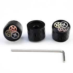 Ovsal C-2008-gear-bk-6.1-3 3pcs Aluminum Alloy Electric Bass Guitar Knobs 6.1mm-3 Pieces Black