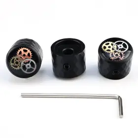 C-2008-gear-bk-6.1-3 Ovsal 3pcs Aluminum Alloy Electric Bass Guitar Knobs 6.1mm-3 Pieces Black