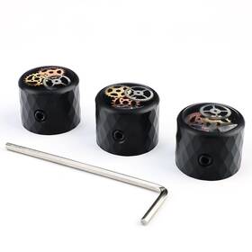Ovsal C-2008-gear-bk-6.5-3 3pcs Aluminum Alloy Electric Bass Guitar Knobs 6.5mm-3 Pieces Black