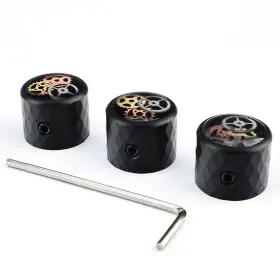 C-2008-gear-bk-6.5-3 Ovsal 3pcs Aluminum Alloy Electric Bass Guitar Knobs 6.5mm-3 Pieces Black