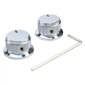 C-mgz-cr-2 Ovsal 2pcs Electric Bass Guitar Metal Knobs Flat-top 2 Piece Chrome